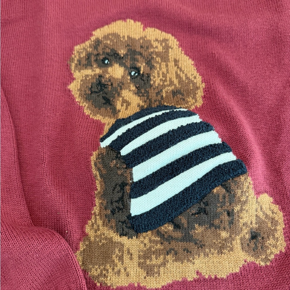 Sunday Best Dog Sweater - Red with Black and White